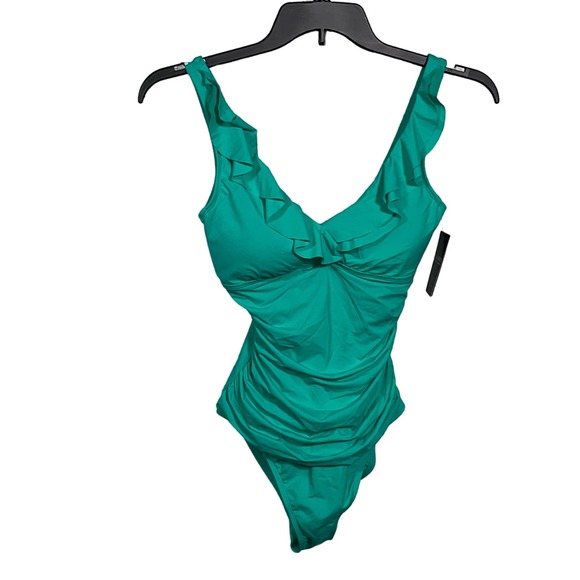 Lauren Ralph Lauren Tummy-Control Underwire Ruffled One-Piece Swimsuit 8 - Picture 1 of 11